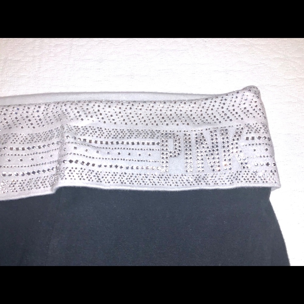 VS pink yoga pants with bedazzle waistband